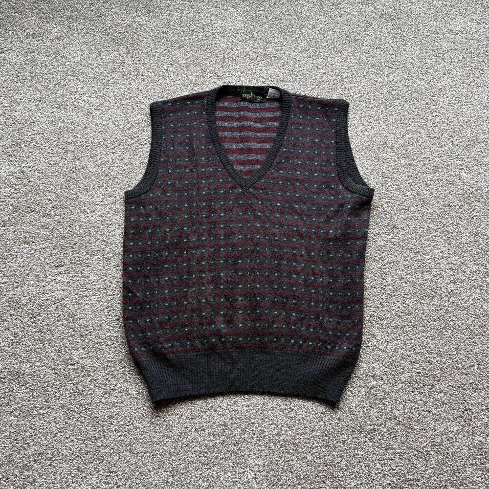 BOUNDARY WATERS WOOL BLEND VEST STRIPED GRAY MADE IN ITALY MEDIUM